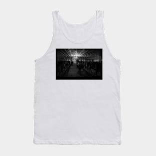 Cows at milking time in dark Amish milking shed Tank Top